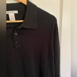 Geoffrey Beene, black collared sweater, men’s XL